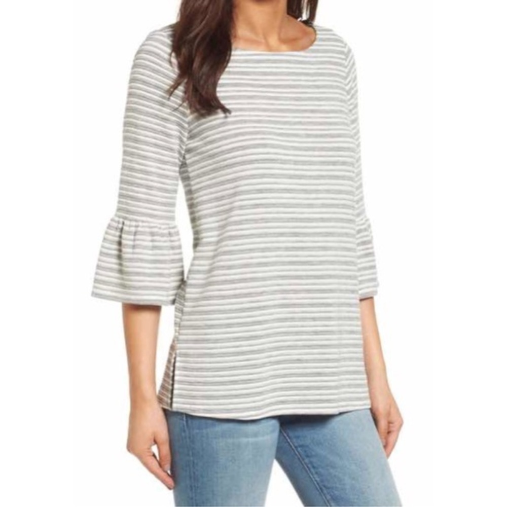 Pleione | Size XS Grey Stripe Blouse